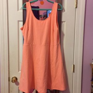 Neon Coral Skater Dress
